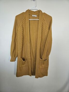 Reitmans Mustard Yellow Open Front Knit Cardigan with Pockets XXS